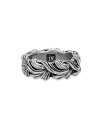 【送料無料】 ジョンバルベイトス レディース リング アクセサリー Sterling Silver Gothic Textured Wide Band Ring Silver