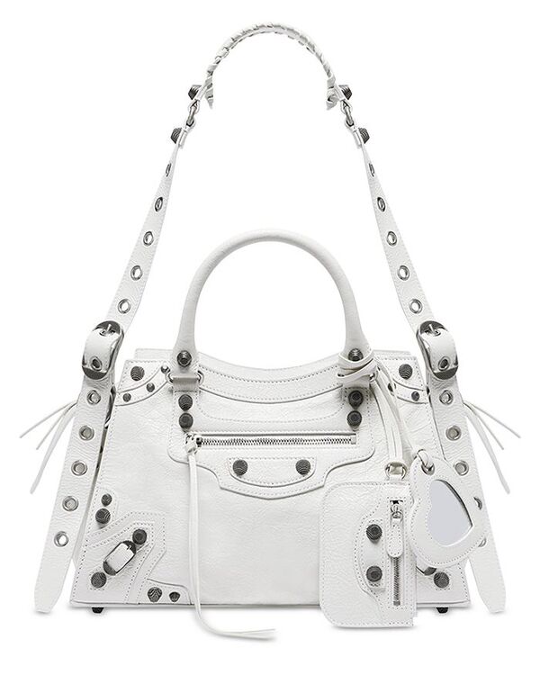 ハンドバッグ 【送料無料】 バレンシアガ レディース ハンドバッグ バッグ Neo Cagole City Small Leather Handbag Optic White/Silver