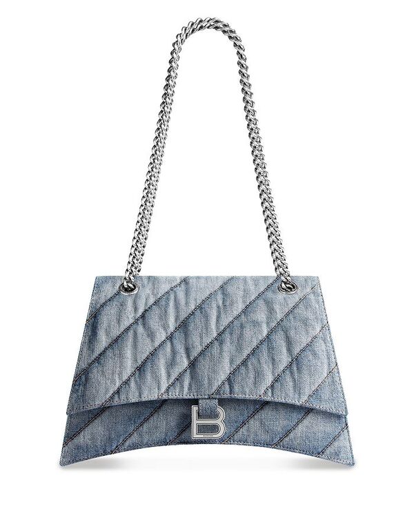 ハンドバッグ 【送料無料】 バレンシアガ レディース ハンドバッグ バッグ Crush Medium Quilted Chain Bag Denim Blue/Silver