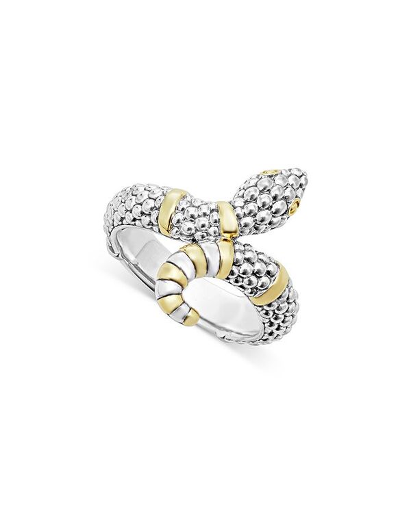 yz SX fB[X O ANZT[ 18K Yellow Gold & Sterling Silver Rare Wonders Caviar Bead Snake Ring Silver/Gold