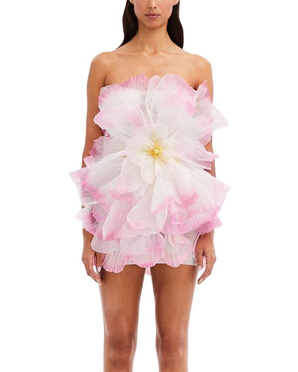 ̵     ǥ ԡ ȥåץ Strapless 3D Floral Mini Dress Soft Pink