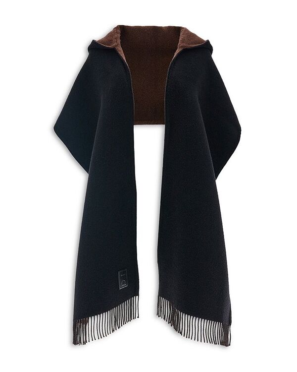 【送料無料】 フェラガモ レディース マフラー ストール スカーフ アクセサリー Wool Cashmere Hooded Wrap Black/Brown