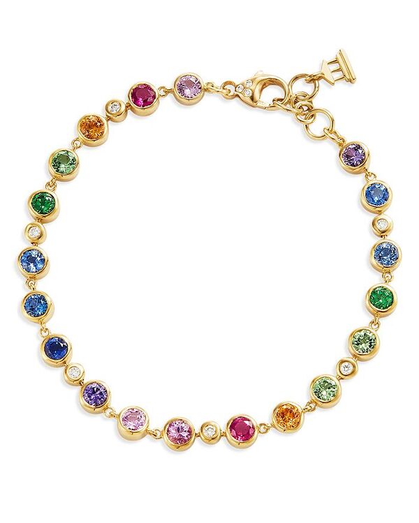 【送料無料】 テンプル セント クレア レディース ブレスレット・バングル・アンクレット アクセサリー 18K Yellow Gold Classic Multi-Gemstone & Diamond Rainbow Eternity Bracelet Multi