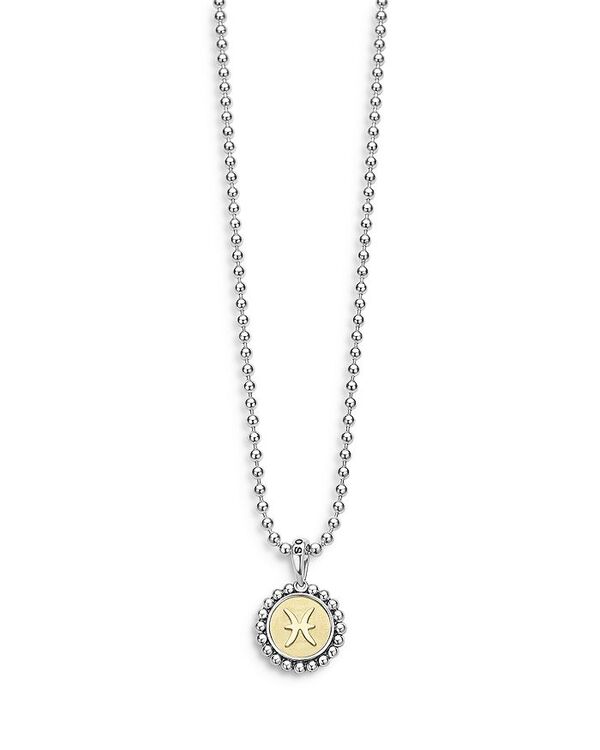 【送料無料】 ラゴス レディース ネックレス・チョーカー・ペンダントトップ アクセサリー Sterling Silver and 18K Yellow Gold Signature Caviar Zodiac Pendant Necklace 16