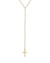 yz AWFgB[H fB[X lbNXE`[J[Ey_ggbv ANZT[ Cultured Freshwater Pearl Beaded Cross Lariat Necklace in 18K Gold Plated Sterling Silver 16