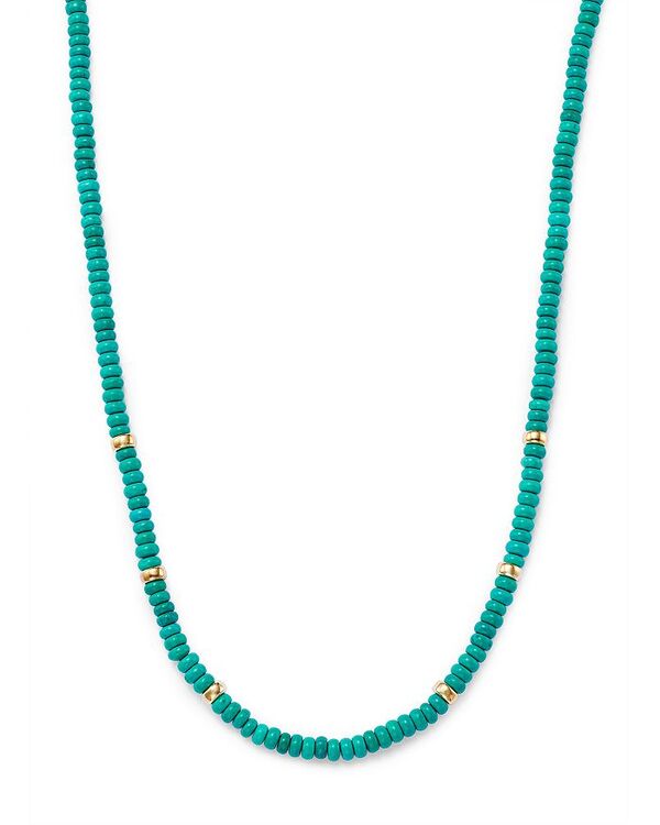 yz ]C`bR fB[X lbNXE`[J[Ey_ggbv ANZT[ 14K Yellow Gold Gemstone Beads Turquoise Rondelle Collar Necklace 16-18