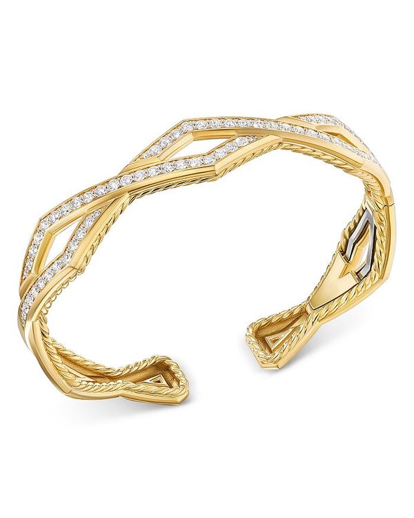 【送料無料】 デイビット・ユーマン レディース ブレスレット・バングル・アンクレット アクセサリー Stax Zig Zag Cuff Bracelet in 18K Yellow Gold with Diamonds 13mm Gold