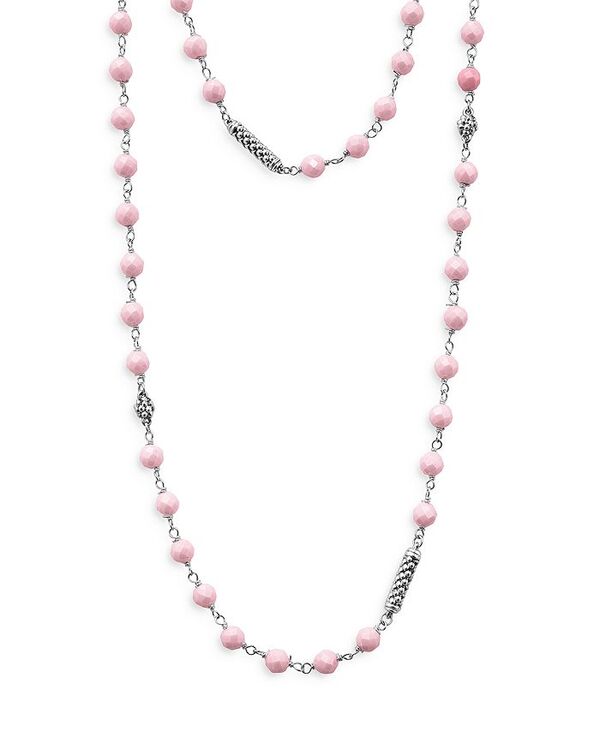 yz SX fB[X lbNXE`[J[Ey_ggbv ANZT[ Sterling Silver Caviar Icon Pink Ceramic Bead Station Necklace 34