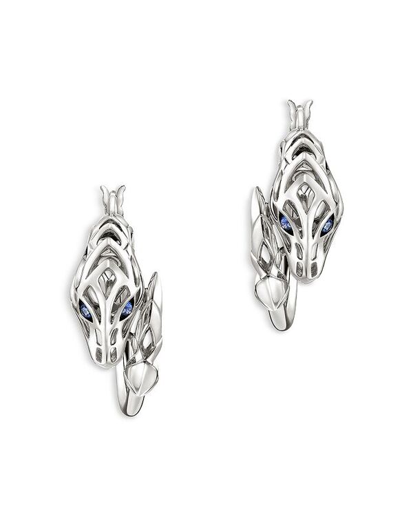 yz WEn[fB[ fB[X sAXECO ANZT[ Sterling Silver Naga Blue Sapphire Dragon Small Hoop Earrings Blue/Silver