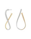 yz }R r`FS fB[X sAXECO ANZT[ 18K White & Yellow Gold Marrakech Diamond Twist Hoop Earrings White/Gold