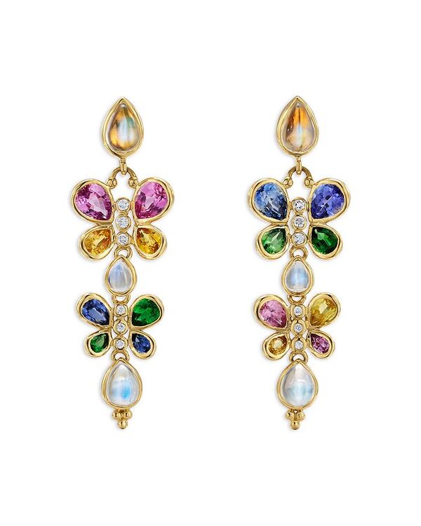 yz ev Zg NA fB[X sAXECO ANZT[ 18K Yellow Gold CL Color Multi Gemstone & Diamond Luna Flutter Drop Earrings Multi