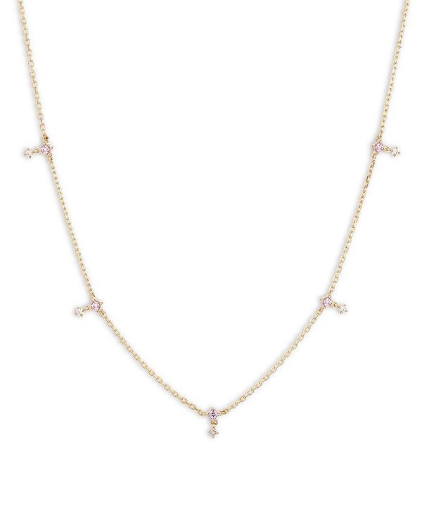 yz AfBi C^[ fB[X lbNXE`[J[Ey_ggbv ANZT[ 14K Yellow Gold Pink Sapphire & Diamond Drop Station Collar Necklace 15-16