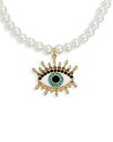 【送料無料】 カートジェイガーロンドン レディース ネックレス チョーカー ペンダントトップ アクセサリー Signature Evil Eye Pendant Faux Pearl Necklace 16 Multi/White