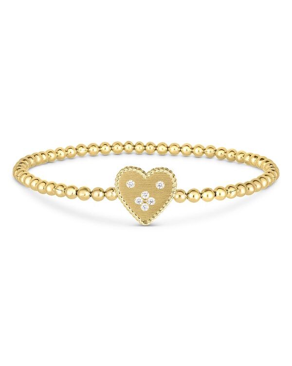 yz o[gRC fB[X uXbgEoOEANbg ANZT[ 18K Yellow Gold Diamond Venetian Princess Small Heart Beaded Stretch Bracelet Gold