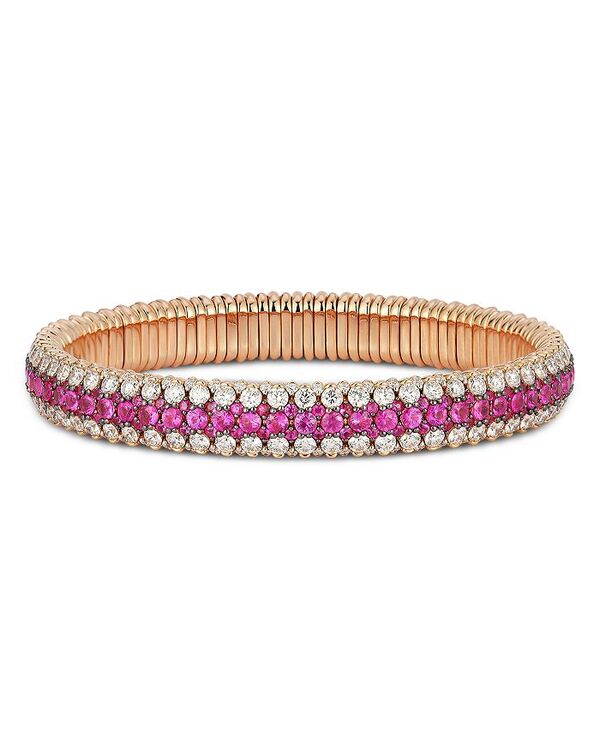 【送料無料】 ロベルト デメリオ レディース ブレスレット・バングル・アンクレット アクセサリー 18K Rose Gold Ruby & Diamond Three Row Stretch Bracelet Pink/White