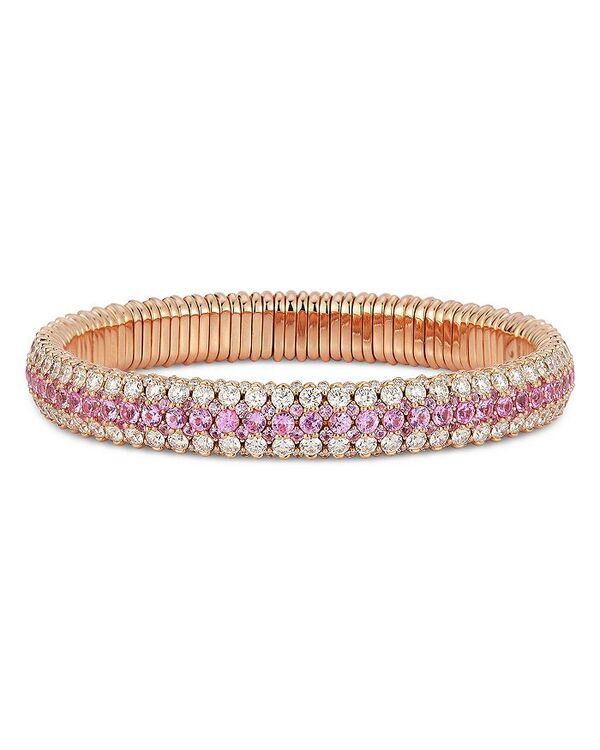 【送料無料】 ロベルト デメリオ レディース ブレスレット・バングル・アンクレット アクセサリー 18K Rose Gold Pink Sapphire & Diamond Three Row Stretch Bracelet Pink/White