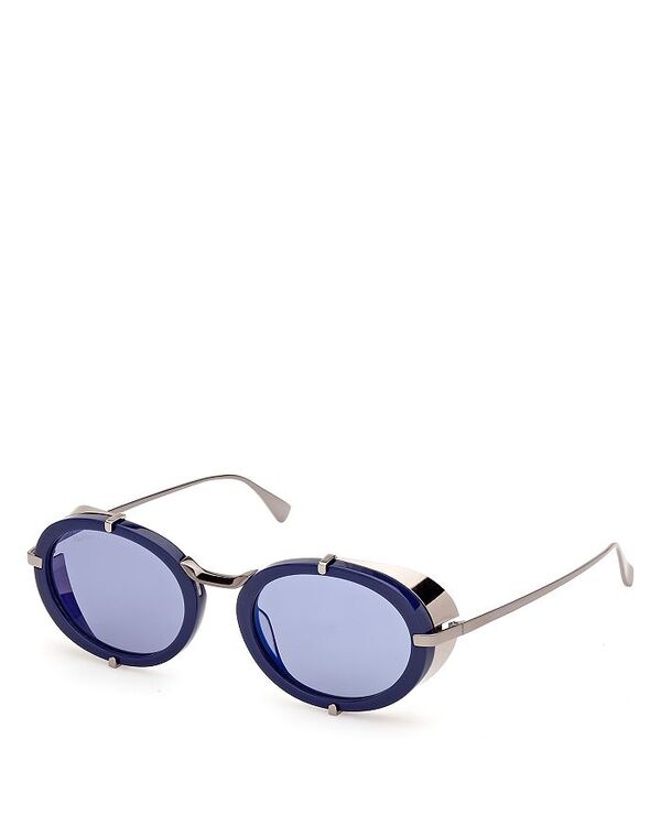 【送料無料】 マックスマーラ レディース サングラス・アイウェア アクセサリー Selma Mirrored Round Sunglasses 51mm Blue/Blue