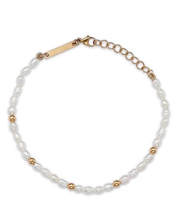 【送料無料】 ゾイチッコ レディース ブレスレット・バングル・アンクレット アクセサリー 14K Yellow Gold Bead & Cultured Freshwater Rice Pearl Bracelet White/Gold