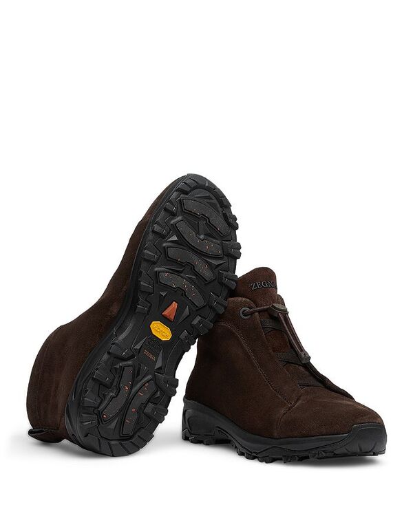 ゼニア メンズ シューズ スニーカー スエード Zegna Men's Suede Triple Stitch Vetta Sneakers Dark Brow...