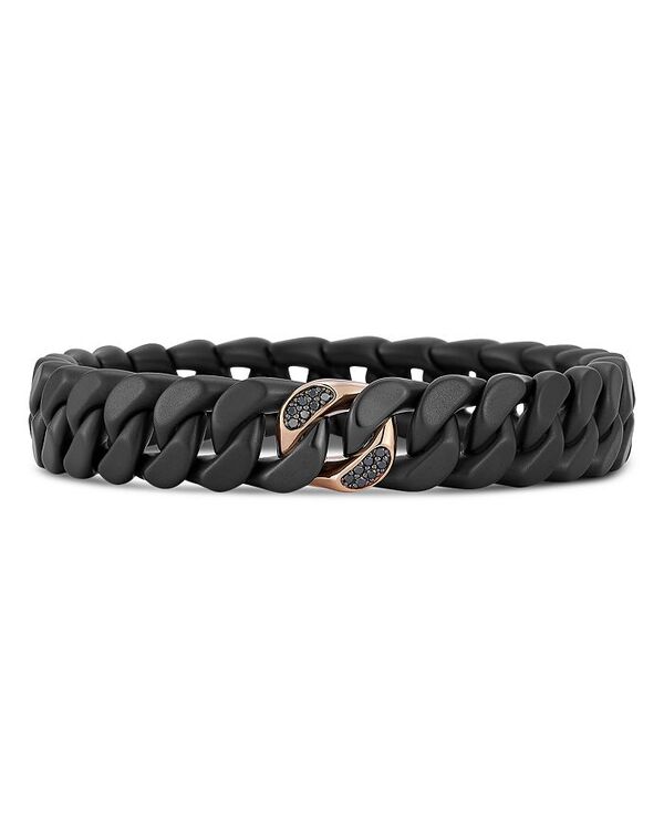 【送料無料】 ロベルト デメリオ メンズ ブレスレット・バングル・アンクレット アクセサリー Men's 18K Rose Gold Black Diamond Black Ceramic Groumette Link Bracelet Black/Rose Gold