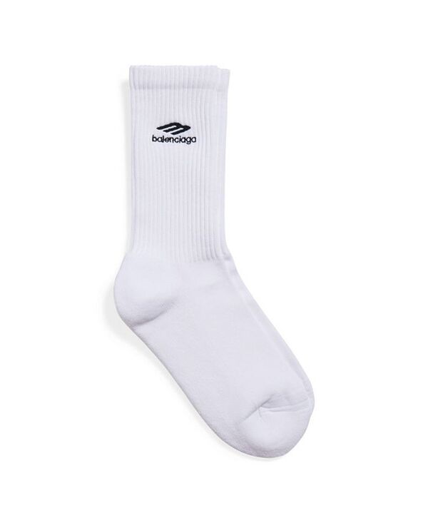 【送料無料】 バレンシアガ メンズ 靴下 アンダーウェア 3b Sports Icon Socks White