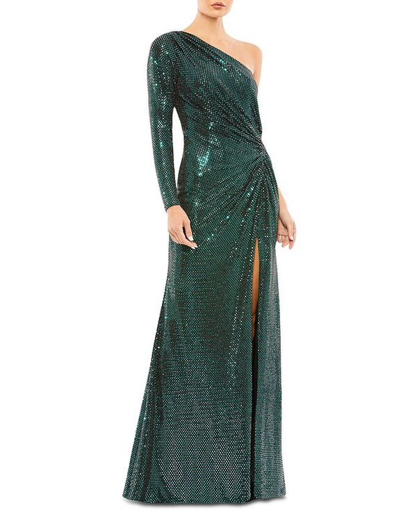 ̵ ޥå ǥ ʥȥ  One Shoulder Sequined Gown Bottle Green