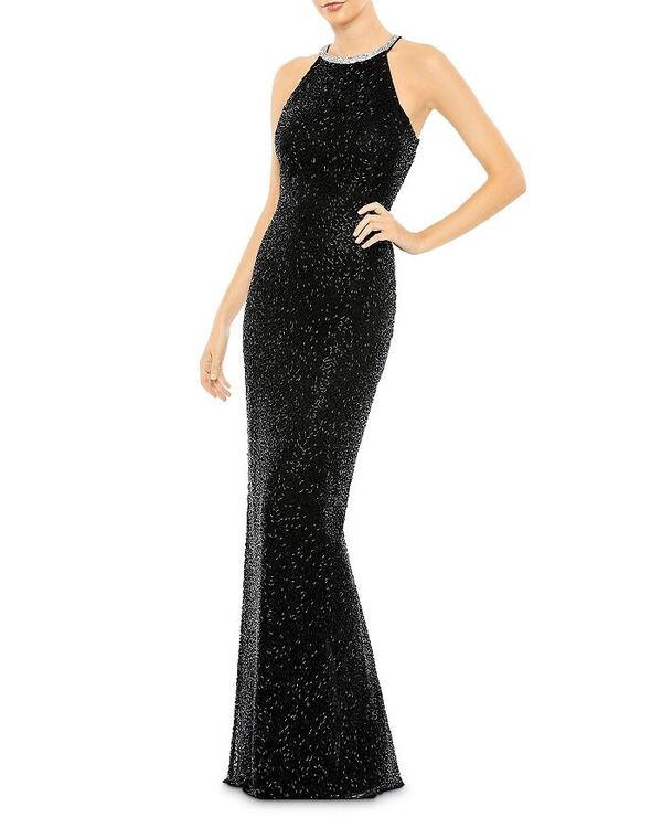 ̵ ޥå ǥ ʥȥ  Halter Neck Sequin Gown Black