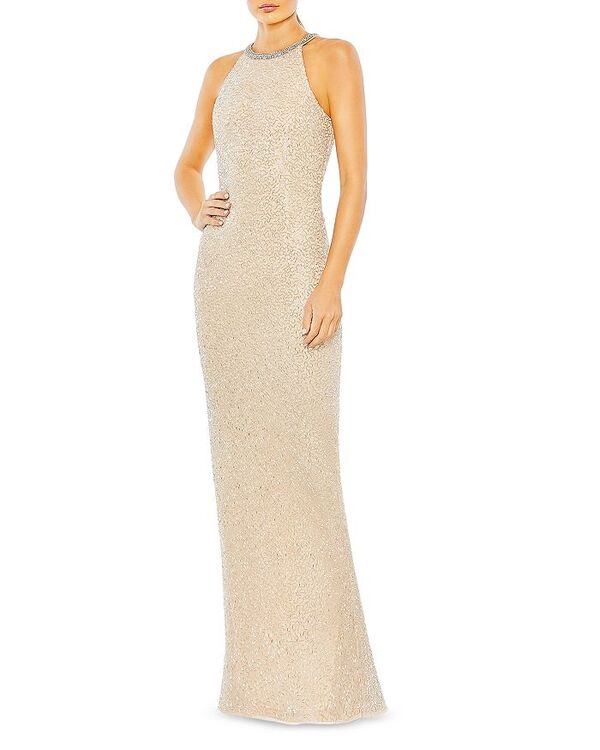 ̵ ޥå ǥ ʥȥ  Halter Neck Sequin Gown Nude Silver