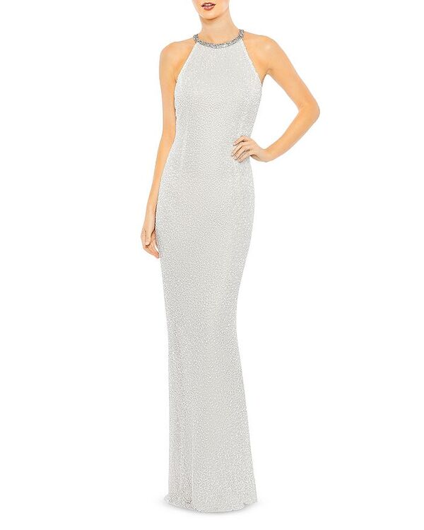 【送料無料】 マックダガル レディース ナイトウェア アンダーウェア Halter Neck Sequin Gown White