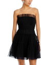 【送料無料】 ビーシービージーマックスアズリア レディース ワンピース トップス Strapless Tiered Tulle Mini Dress Black