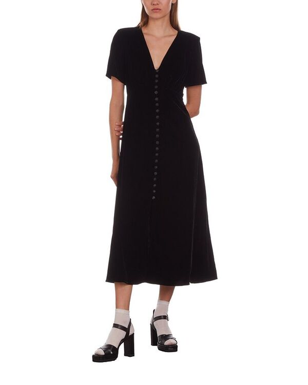 【送料無料】 ザ・クープルス レディース ワンピース トップス Velvet Short Sleeve Midi Dress Black