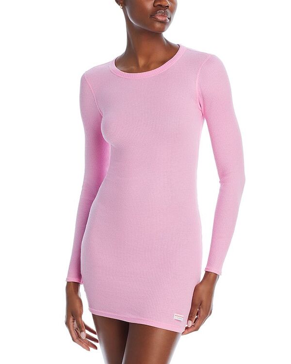 【送料無料】 アレキサンダーワン レディース ワンピース トップス Ribbed Knit Long Sleeve Tee Dress Begonia Pink