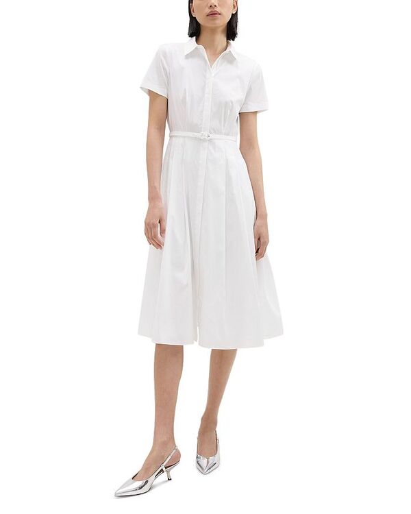 セオリー 【送料無料】 セオリー レディース ワンピース トップス Belted Short Sleeve Shirt Dress White