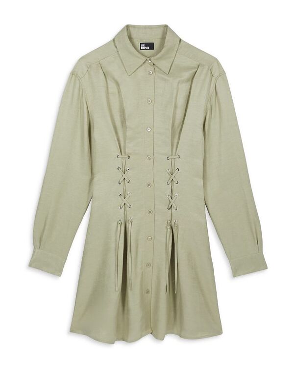 【送料無料】 ザ・クープルス レディース ワンピース トップス Lace Detail Shirt Dress Khaki