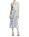 yz BX fB[X s[X gbvX Washed Lilly Floral Print Pleated Dress Pale Azure