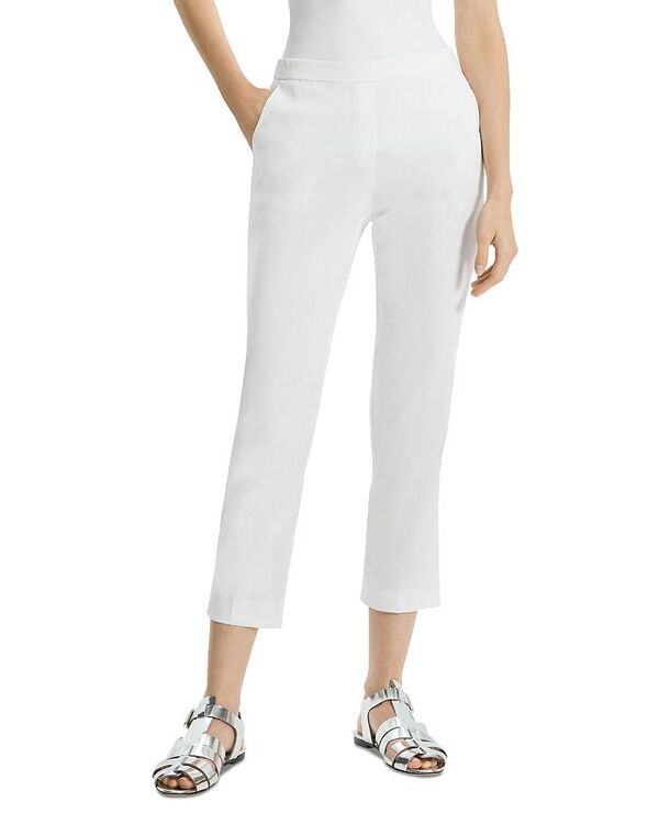 【送料無料】 セオリー レディース カジュアルパンツ ボトムス Treeca Slim Cropped Trousers White