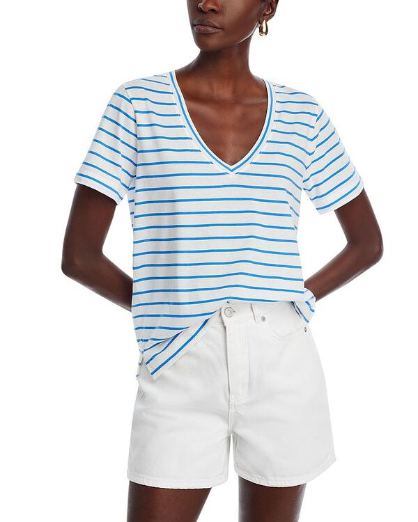 yz @C[h@CY fB[X TVc gbvX Striped V Neck Cotton Tee Marsh/Blue