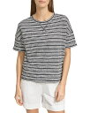  マークニューヨーク レディース Tシャツ トップス Striped Dropped Shoulder Tee Black White Combo