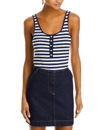 【送料無料】 ジェネレーションラブ レディース タンクトップ トップス Fathima Striped Cotton Tank Top Navy/White