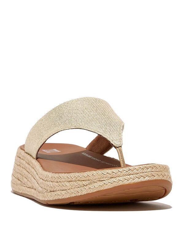 【送料無料】 フィットフロップ レディース サンダル シューズ Women's F-Mode Thong Toe Espadrille Wedge Platform Sandals Ivory