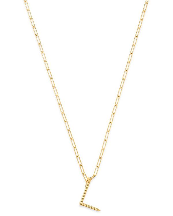 ]Gt fB[X lbNXE`[J[Ey_ggbv ANZT[ 14K Yellow Gold Large Nail Initial Necklace 18 L/Gold