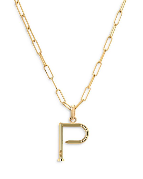 ゾエレフ レディース ネックレス・チョーカー・ペンダントトップ アクセサリー 14K Yellow Gold Large Nail Initial Necklace 18 P/Gold