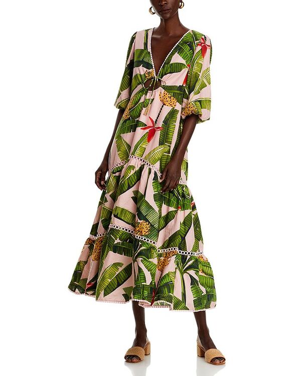 【送料無料】 ファーム レディース ワンピース トップス Banana Leaves Pink Tiered Dress Banana Leaf