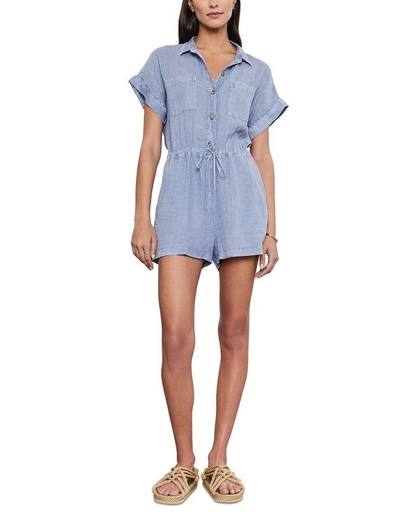 【送料無料】 ヴェルヴェットバイグラハムスペンサー レディース ジャンプスーツ トップス Clare Linen Romper Blue Haze