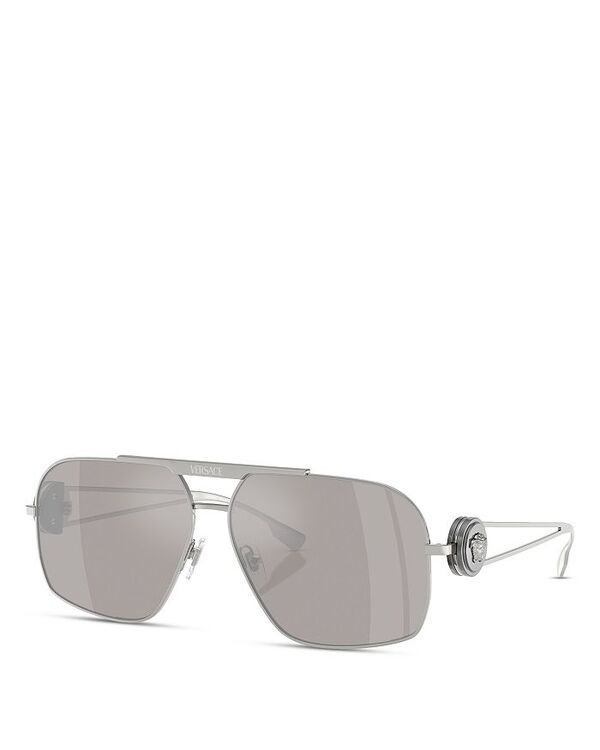 ヴェルサーチ 【送料無料】 ヴェルサーチ レディース サングラス・アイウェア アクセサリー Pilot Sunglasses 62mm Silver/Silver Mirrored Solid