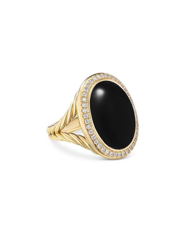 yz fCrbgE[} fB[X O ANZT[ AlbionR Oval Ring in 18K Yellow Gold with Black Onyx and Diamonds 21mm Black Onyx/Gold