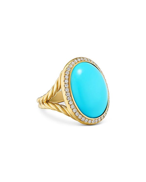 ターコイズ 【送料無料】 デイビット・ユーマン レディース リング アクセサリー AlbionR Oval Ring in 18K Yellow Gold with Turquoise and Diamonds 21mm Turquoise/Gold