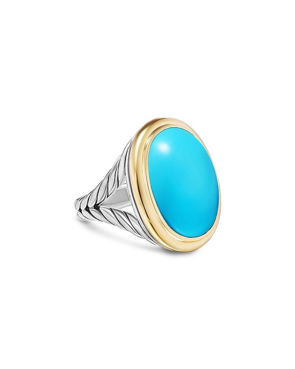 yz fCrbgE[} fB[X O ANZT[ AlbionR Oval Ring in Sterling Silver with 18K Yellow Gold and Turquoise 21mm Blue/Silver