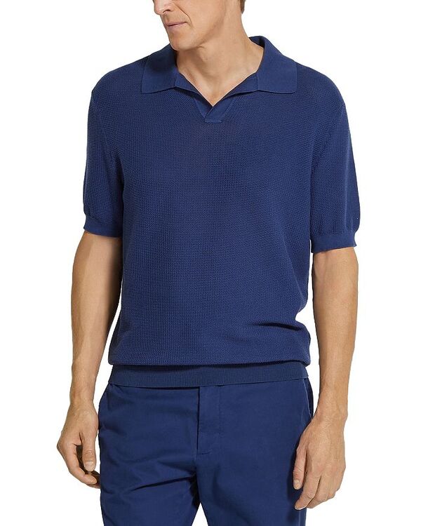 ̵ ˥  ݥ ȥåץ Waffle Knit Polo Shirt Medium Blue Solid