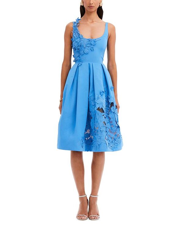 ̵     ǥ ԡ ȥåץ Floral Applique Fit and Flare Dress Cerulean